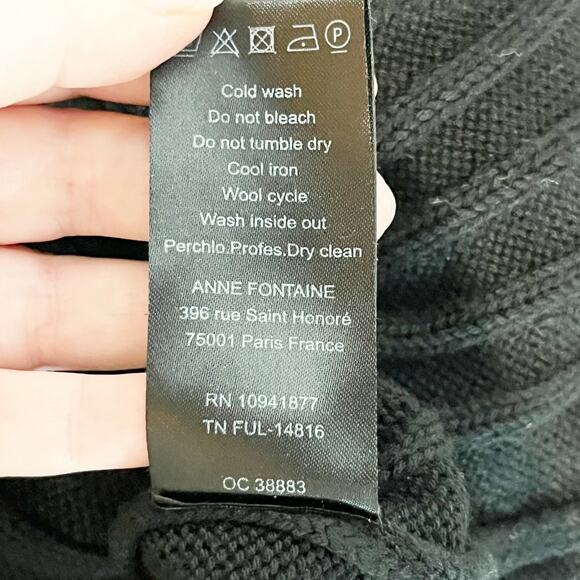 Anne Fontaine Amandine Long Sleeve Knit Dress With Shoulder Cutouts Black Small - Picture 14 of 14